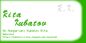 rita kubatov business card